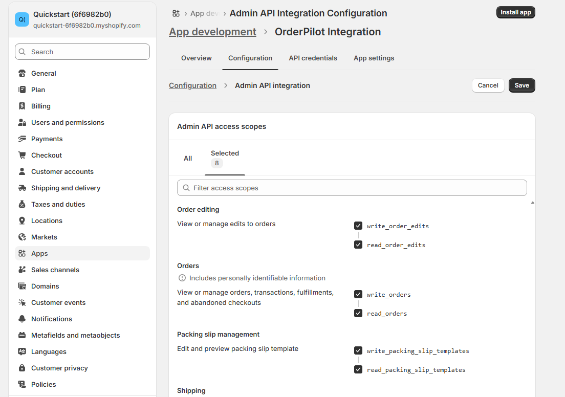 Configuration Admin API integration
